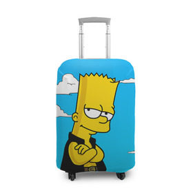 Чехол для чемодана 3D с принтом Барт Симпсон в Курске, 86% полиэфир, 14% спандекс | двустороннее нанесение принта, прорези для ручек и колес | simpsons