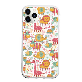 Чехол для iPhone 11 Pro матовый с принтом Детские рисунки в Курске, Силикон |  | дети | животные | жираф | лев | птица | рисунок | слон | фауна | черепаха