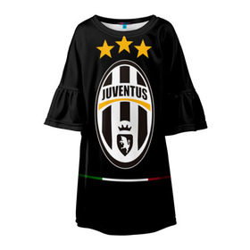 Детское платье 3D с принтом Juventus1 в Курске, 100% полиэстер | прямой силуэт, чуть расширенный к низу. Круглая горловина, на рукавах — воланы | football | juve | juventus | seria a | бьянконери | серия а | футбол | чемпионат италии | юве | ювентус