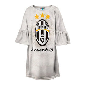 Детское платье 3D с принтом Juventus3 в Курске, 100% полиэстер | прямой силуэт, чуть расширенный к низу. Круглая горловина, на рукавах — воланы | football | juve | juventus | seria a | бьянконери | серия а | футбол | чемпионат италии | юве | ювентус