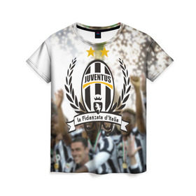 Женская футболка 3D с принтом Juventus5 в Курске, 100% полиэфир ( синтетическое хлопкоподобное полотно) | прямой крой, круглый вырез горловины, длина до линии бедер | football | juve | juventus | seria a | бьянконери | серия а | футбол | чемпионат италии | юве | ювентус