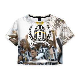 Женская футболка 3D укороченная с принтом Juventus5 в Курске, 100% полиэстер | круглая горловина, длина футболки до линии талии, рукава с отворотами | Тематика изображения на принте: football | juve | juventus | seria a | бьянконери | серия а | футбол | чемпионат италии | юве | ювентус