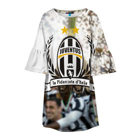 Детское платье 3D с принтом Juventus5 в Курске, 100% полиэстер | прямой силуэт, чуть расширенный к низу. Круглая горловина, на рукавах — воланы | football | juve | juventus | seria a | бьянконери | серия а | футбол | чемпионат италии | юве | ювентус