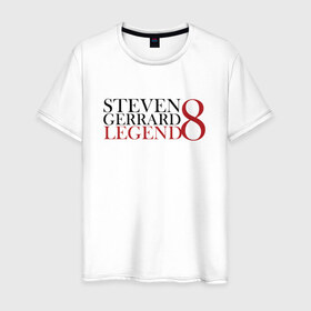 Мужская футболка хлопок с принтом Steven Gerrard в Курске, 100% хлопок | прямой крой, круглый вырез горловины, длина до линии бедер, слегка спущенное плечо. | 