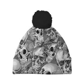 Шапка 3D c помпоном с принтом Хэллуин 8 в Курске, 100% полиэстер | универсальный размер, печать по всей поверхности изделия | 31 октября | halloween | паутина | привидения | теги: хелоуин | хеллоуин | черепа
