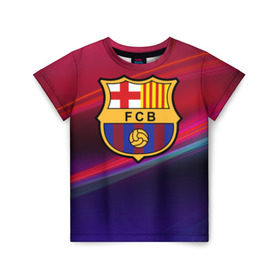 Детская футболка 3D с принтом ФК Барселона в Курске, 100% гипоаллергенный полиэфир | прямой крой, круглый вырез горловины, длина до линии бедер, чуть спущенное плечо, ткань немного тянется | барселона | болельщик | испания | каталония | футбол | футболист