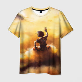 Мужская футболка 3D с принтом Cloud в Курске, 100% полиэфир | прямой крой, круглый вырез горловины, длина до линии бедер | Тематика изображения на принте: anime | dragon ball | goku | аниме | вегета | гоку | драконий жемчуг | жемчуг дракона