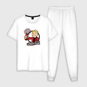 Мужская пижама хлопок с принтом NukaCola в Курске, 100% хлопок | брюки и футболка прямого кроя, без карманов, на брюках мягкая резинка на поясе и по низу штанин
 | Тематика изображения на принте: 