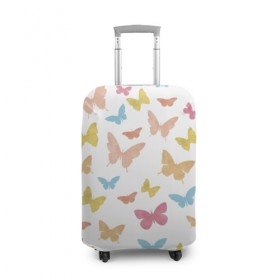 Чехол для чемодана 3D с принтом Акварельные бабочки в Курске, 86% полиэфир, 14% спандекс | двустороннее нанесение принта, прорези для ручек и колес | паттерн | светлый