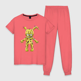 Женская пижама хлопок с принтом Springtrap в Курске, 100% хлопок | брюки и футболка прямого кроя, без карманов, на брюках мягкая резинка на поясе и по низу штанин | five nights at freddys | springtrap | фнаф