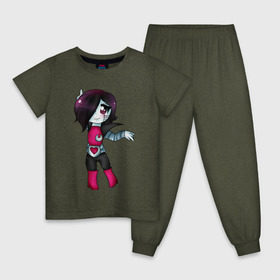 Детская пижама хлопок с принтом Mettaton в Курске, 100% хлопок |  брюки и футболка прямого кроя, без карманов, на брюках мягкая резинка на поясе и по низу штанин
 | mettaton | undertale