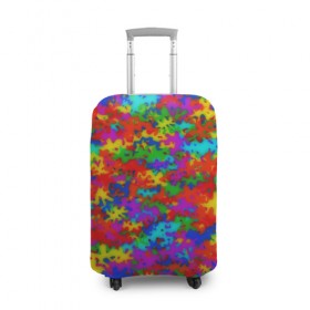 Чехол для чемодана 3D с принтом Радужный камуфляж в Курске, 86% полиэфир, 14% спандекс | двустороннее нанесение принта, прорези для ручек и колес | dye | tie | tie dye | краска | милитари | радуга | тай дай | текстура | цвет