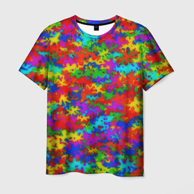Мужская футболка 3D с принтом Радужный камуфляж в Курске, 100% полиэфир | прямой крой, круглый вырез горловины, длина до линии бедер | dye | tie | tie dye | краска | милитари | радуга | тай дай | текстура | цвет