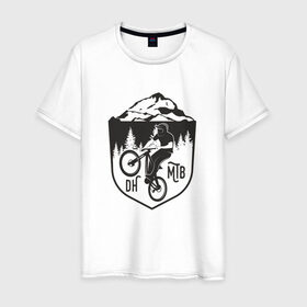 Мужская футболка хлопок с принтом Downhill mountain bike в Курске, 100% хлопок | прямой крой, круглый вырез горловины, длина до линии бедер, слегка спущенное плечо. | Тематика изображения на принте: iceberg