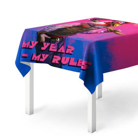 Скатерть 3D с принтом My Year, my rules! в Курске, 100% полиэстер (ткань не мнется и не растягивается) | Размер: 150*150 см | Тематика изображения на принте: hotline miami