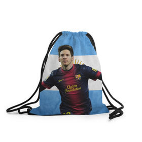 Рюкзак-мешок 3D с принтом Messi from Argentina в Курске, 100% полиэстер | плотность ткани — 200 г/м2, размер — 35 х 45 см; лямки — толстые шнурки, застежка на шнуровке, без карманов и подкладки | аргентина | барселона | месси | футбол