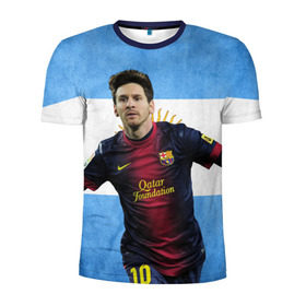 Мужская футболка 3D спортивная с принтом Messi from Argentina в Курске, 100% полиэстер с улучшенными характеристиками | приталенный силуэт, круглая горловина, широкие плечи, сужается к линии бедра | Тематика изображения на принте: аргентина | барселона | месси | футбол