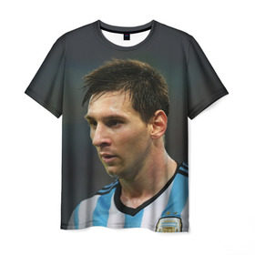 Мужская футболка 3D с принтом Leo Messi в Курске, 100% полиэфир | прямой крой, круглый вырез горловины, длина до линии бедер | fc barcelona | football | lionel messi | messi | аргентина | барса | лео месси | фк барселона | футбол