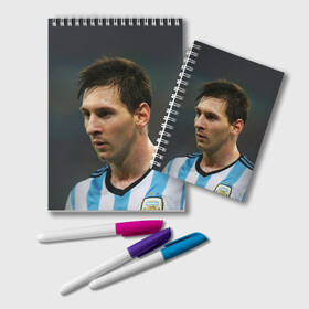 Блокнот с принтом Leo Messi в Курске, 100% бумага | 48 листов, плотность листов — 60 г/м2, плотность картонной обложки — 250 г/м2. Листы скреплены удобной пружинной спиралью. Цвет линий — светло-серый
 | fc barcelona | football | lionel messi | messi | аргентина | барса | лео месси | фк барселона | футбол