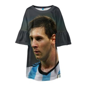 Детское платье 3D с принтом Leo Messi в Курске, 100% полиэстер | прямой силуэт, чуть расширенный к низу. Круглая горловина, на рукавах — воланы | fc barcelona | football | lionel messi | messi | аргентина | барса | лео месси | фк барселона | футбол