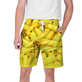 Мужские шорты 3D с принтом Бананчики в Курске,  полиэстер 100% | прямой крой, два кармана без застежек по бокам. Мягкая трикотажная резинка на поясе, внутри которой широкие завязки. Длина чуть выше колен | бананчики | бананы
