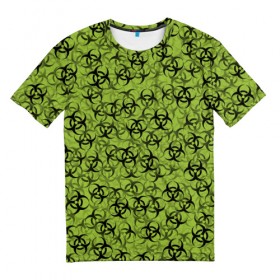 Мужская футболка 3D с принтом Биологическая опасность в Курске, 100% полиэфир | прямой крой, круглый вырез горловины, длина до линии бедер | biohazard | бактерия | биология | вирус | желтый | зеленый | зомби | инфекция | текстура | токсичность