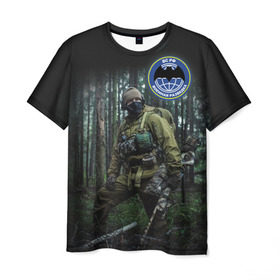 Мужская футболка 3D с принтом Военная разведка в Курске, 100% полиэфир | прямой крой, круглый вырез горловины, длина до линии бедер | Тематика изображения на принте: армия | вс рф | россия | солдат