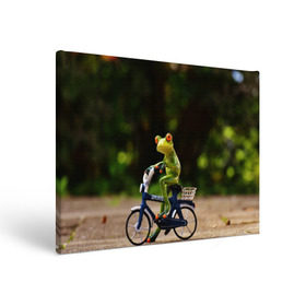 Холст прямоугольный с принтом Лягушка в Курске, 100% ПВХ |  | Тематика изображения на принте: велосипед | жаба | животные | лягушка | мини | фигурка