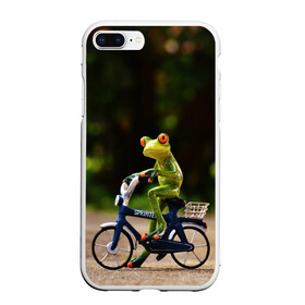 Чехол для iPhone 7Plus/8 Plus матовый с принтом Лягушка в Курске, Силикон | Область печати: задняя сторона чехла, без боковых панелей | Тематика изображения на принте: велосипед | жаба | животные | лягушка | мини | фигурка