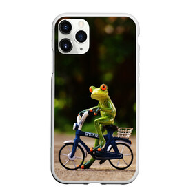 Чехол для iPhone 11 Pro матовый с принтом Лягушка в Курске, Силикон |  | Тематика изображения на принте: велосипед | жаба | животные | лягушка | мини | фигурка