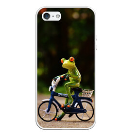 Чехол для iPhone 5/5S матовый с принтом Лягушка в Курске, Силикон | Область печати: задняя сторона чехла, без боковых панелей | велосипед | жаба | животные | лягушка | мини | фигурка