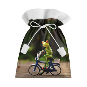 Подарочный 3D мешок с принтом Лягушка в Курске, 100% полиэстер | Размер: 29*39 см | велосипед | жаба | животные | лягушка | мини | фигурка