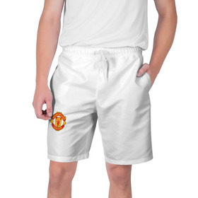 Мужские шорты 3D с принтом Манчестер Юнайтед в Курске,  полиэстер 100% | прямой крой, два кармана без застежек по бокам. Мягкая трикотажная резинка на поясе, внутри которой широкие завязки. Длина чуть выше колен | manchester | мю | футбол
