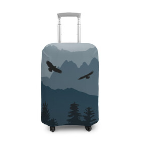 Чехол для чемодана 3D с принтом Простор в Курске, 86% полиэфир, 14% спандекс | двустороннее нанесение принта, прорези для ручек и колес | горы | ландшафт | лес | орёл | простор | птицы
