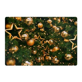 Магнитный плакат 3Х2 с принтом Праздничные шары в Курске, Полимерный материал с магнитным слоем | 6 деталей размером 9*9 см | елка | елочные | звезды | золото | игрушки | хвоя | шары