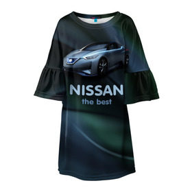 Детское платье 3D с принтом Nissan the best в Курске, 100% полиэстер | прямой силуэт, чуть расширенный к низу. Круглая горловина, на рукавах — воланы | nissan | авто | автомобиль | водитель | машина | ниссан | тачка