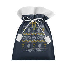 Подарочный 3D мешок с принтом Новогодний свитер Чужой в Курске, 100% полиэстер | Размер: 29*39 см | alien | new year | новогодний