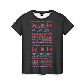 Женская футболка 3D с принтом Новогодний свитер Крепкий орешек в Курске, 100% полиэфир ( синтетическое хлопкоподобное полотно) | прямой крой, круглый вырез горловины, длина до линии бедер | 2017 | new year | крепкий | новогодний | орешек