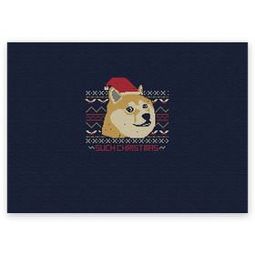 Поздравительная открытка с принтом Новогодний свитер Doge в Курске, 100% бумага | плотность бумаги 280 г/м2, матовая, на обратной стороне линовка и место для марки
 | 2017 | new year | акита | год | мем | новогодний | новый | сиба ину