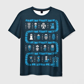 Мужская футболка 3D с принтом Новогодний свитер Доктор Кто в Курске, 100% полиэфир | прямой крой, круглый вырез горловины, длина до линии бедер | 2017 | new year | год | доктор | кто | новогодний | новый | петух | петушок
