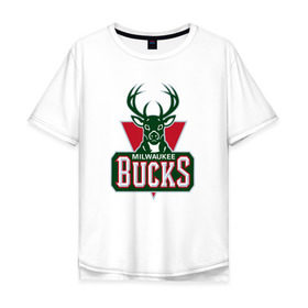 Мужская футболка хлопок Oversize с принтом Milwaukee Bucks в Курске, 100% хлопок | свободный крой, круглый ворот, “спинка” длиннее передней части | 