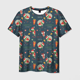Мужская футболка 3D с принтом Гринч в Курске, 100% полиэфир | прямой крой, круглый вырез горловины, длина до линии бедер | ангел | ёлка | ель | зима | колокольчик | нг | новый год | олень | рождество | санта | снег
