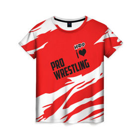 Женская футболка 3D с принтом НФР: I Love Pro Wrestling в Курске, 100% полиэфир ( синтетическое хлопкоподобное полотно) | прямой крой, круглый вырез горловины, длина до линии бедер | danger zone | iwf | wrestling | нфр | опасная зона | реслинг | рестлинг