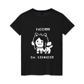 Женская футболка хлопок с принтом hoi! в Курске, 100% хлопок | прямой крой, круглый вырез горловины, длина до линии бедер, слегка спущенное плечо | temmie | андертейл | подземелье | темми