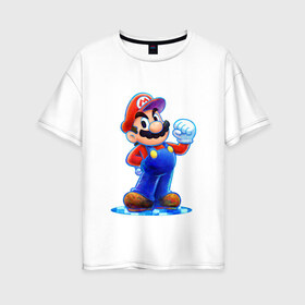 Женская футболка хлопок Oversize с принтом Mario в Курске, 100% хлопок | свободный крой, круглый ворот, спущенный рукав, длина до линии бедер
 | nintendo | марио | нинтендо