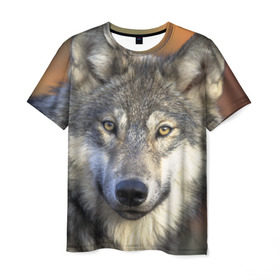 Мужская футболка 3D с принтом Волк в Курске, 100% полиэфир | прямой крой, круглый вырез горловины, длина до линии бедер | волк | волки | волчата | волчонок | хищник