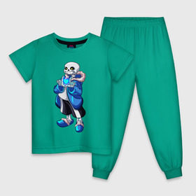Детская пижама хлопок с принтом Sans в Курске, 100% хлопок |  брюки и футболка прямого кроя, без карманов, на брюках мягкая резинка на поясе и по низу штанин
 | sans | undertale