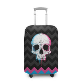 Чехол для чемодана 3D с принтом Colored Skull в Курске, 86% полиэфир, 14% спандекс | двустороннее нанесение принта, прорези для ручек и колес | 