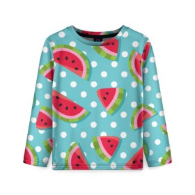 Детский лонгслив 3D с принтом Арбузный рай в Курске, 100% полиэстер | длинные рукава, круглый вырез горловины, полуприлегающий силуэт
 | berry | eat | fruit | pattern | sweet | watermelon | арбуз | еда | сладость | узор | фрукт | ягода