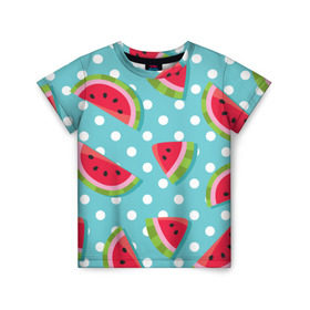 Детская футболка 3D с принтом Арбузный рай в Курске, 100% гипоаллергенный полиэфир | прямой крой, круглый вырез горловины, длина до линии бедер, чуть спущенное плечо, ткань немного тянется | Тематика изображения на принте: berry | eat | fruit | pattern | sweet | watermelon | арбуз | еда | сладость | узор | фрукт | ягода